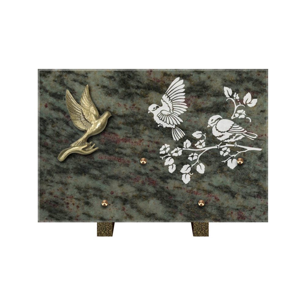 Plaque funéraire Rectangle 3 Granit Sablé 30x20 – Plaques Funéraires Créations® – vue complémentaire