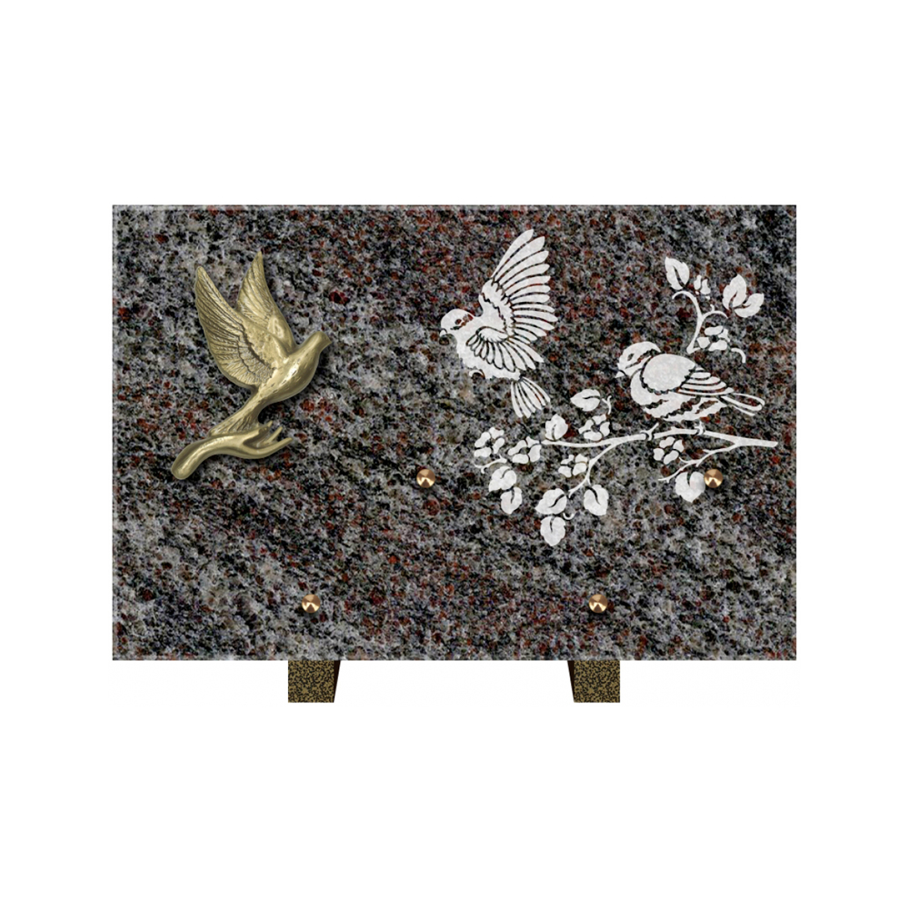 Plaque funéraire Rectangle 3 Granit Sablé 30x20 – Plaques Funéraires Créations® – vue complémentaire