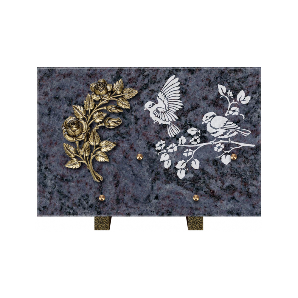 Plaque funéraire Rectangle 3 Granit Sablé 30x20 – Plaques Funéraires Créations® – vue complémentaire