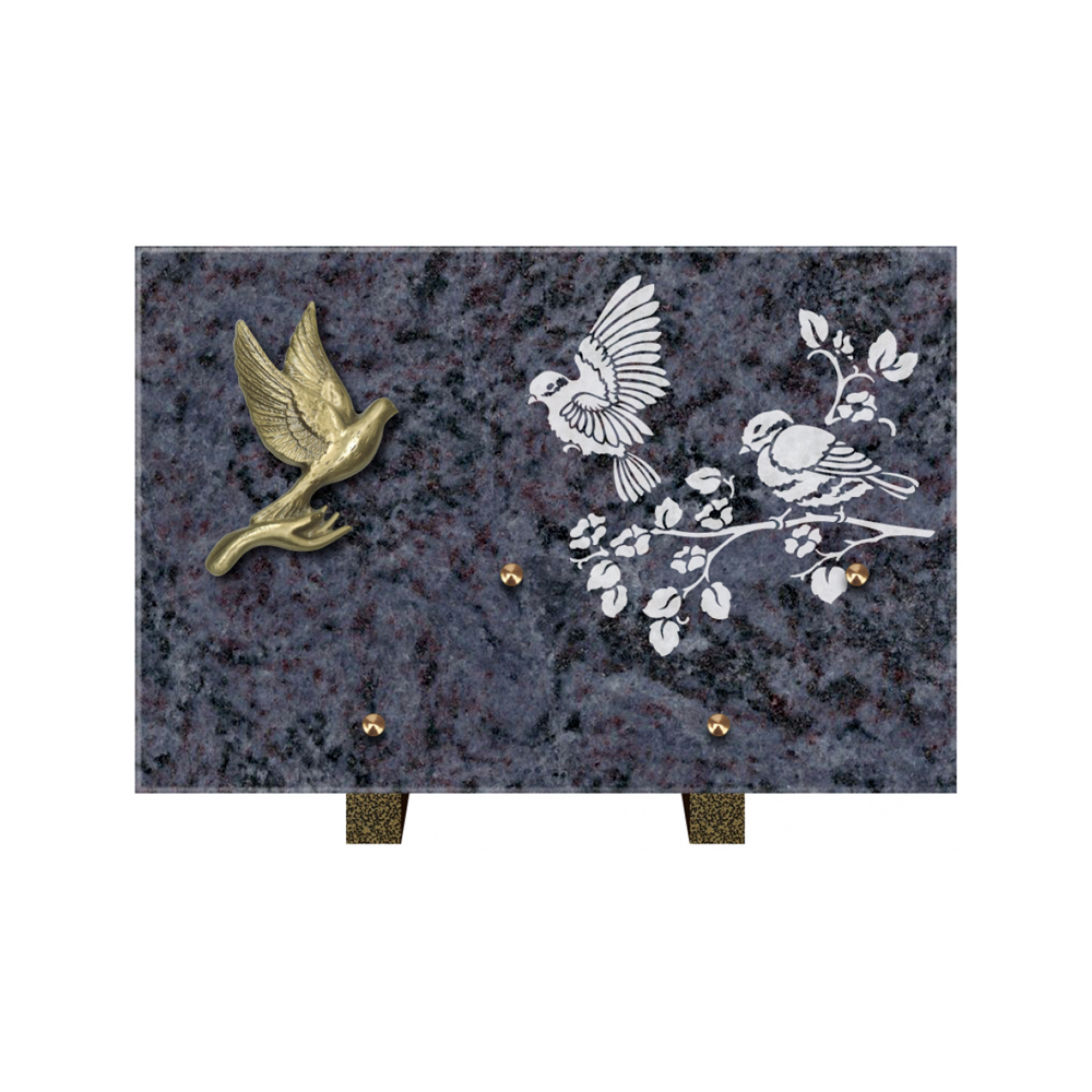 Plaque funéraire Rectangle 3 Granit Sablé 30x20 – Plaques Funéraires Créations® – vue complémentaire