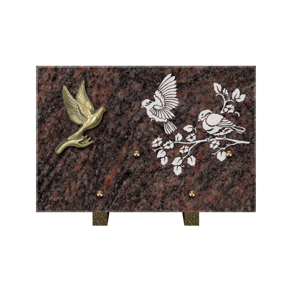 Plaque funéraire Rectangle 3 Granit Sablé 30x20 – Plaques Funéraires Créations® – vue complémentaire