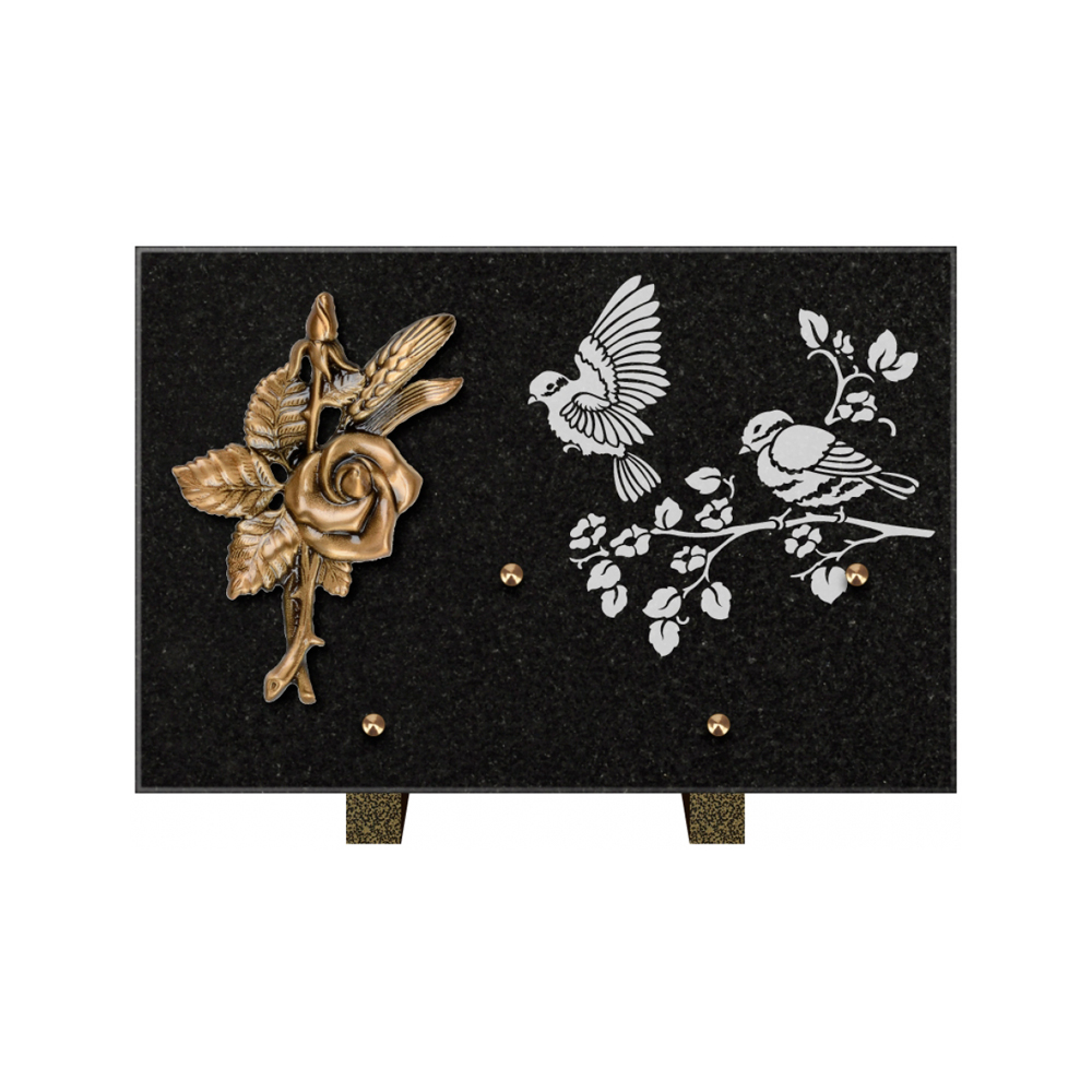 Plaque funéraire Rectangle 3 Granit Sablé 30x20 – Plaques Funéraires Créations® – vue complémentaire