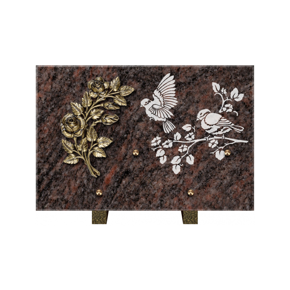Plaque funéraire Rectangle 3 Granit Sablé 30x20 – Plaques Funéraires Créations® – vue complémentaire