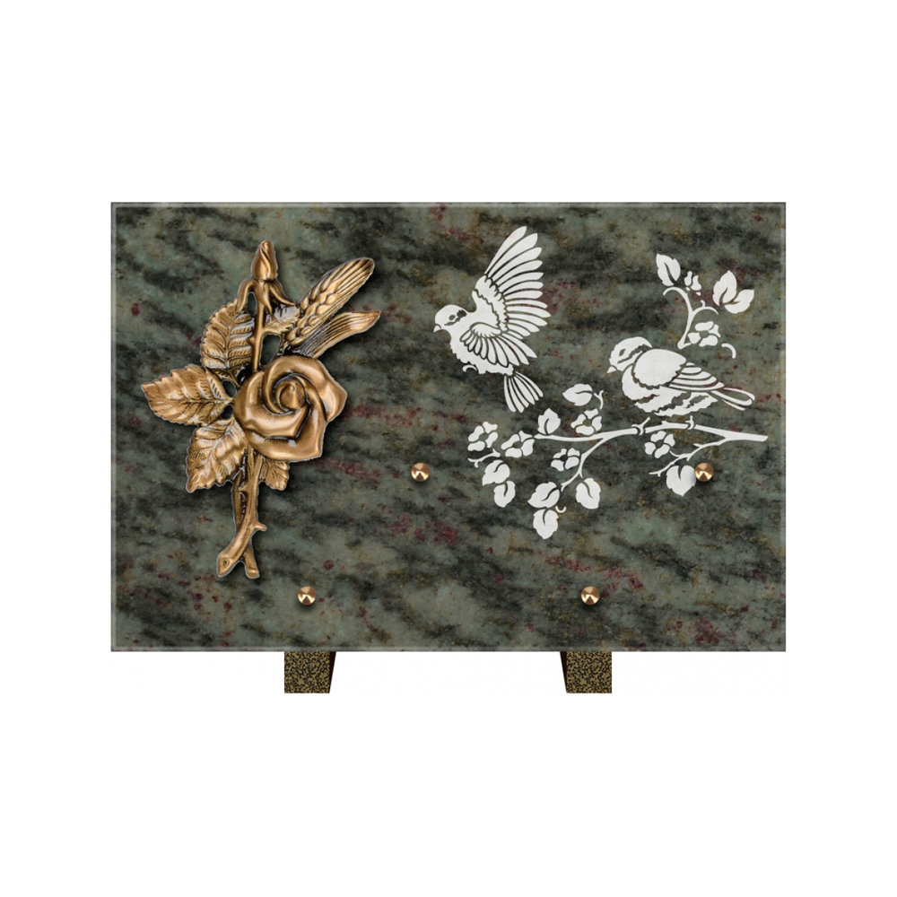 Plaque funéraire Rectangle 3 Granit Sablé 30x20 – Plaques Funéraires Créations® – vue complémentaire