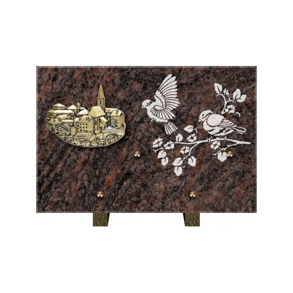 Plaque funéraire Rectangle 3 Granit Sablé 30x20 – Plaques Funéraires Créations® – vue complémentaire