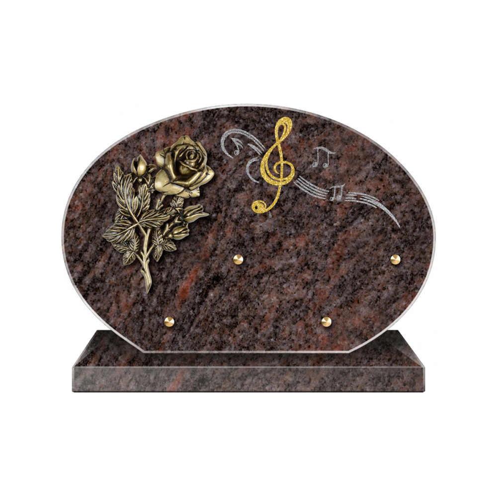 Plaque funéraire Forme 4 Granit Sablée Doré et Argenté 30x20 – Plaques Funéraires Créations® – vue complémentaire