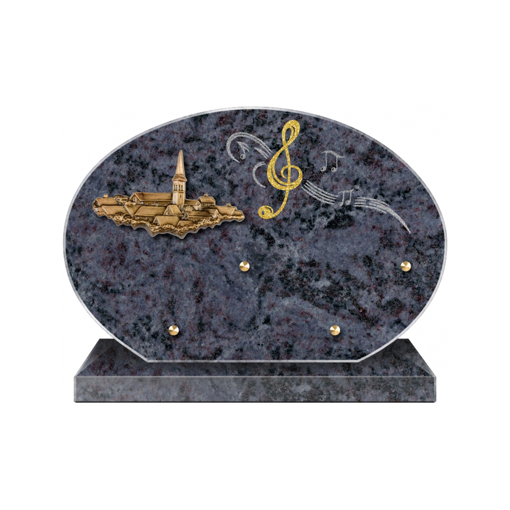 Plaque funéraire Forme 4 Granit Sablée Doré et Argenté 30x20 – Plaques Funéraires Créations® – vue complémentaire