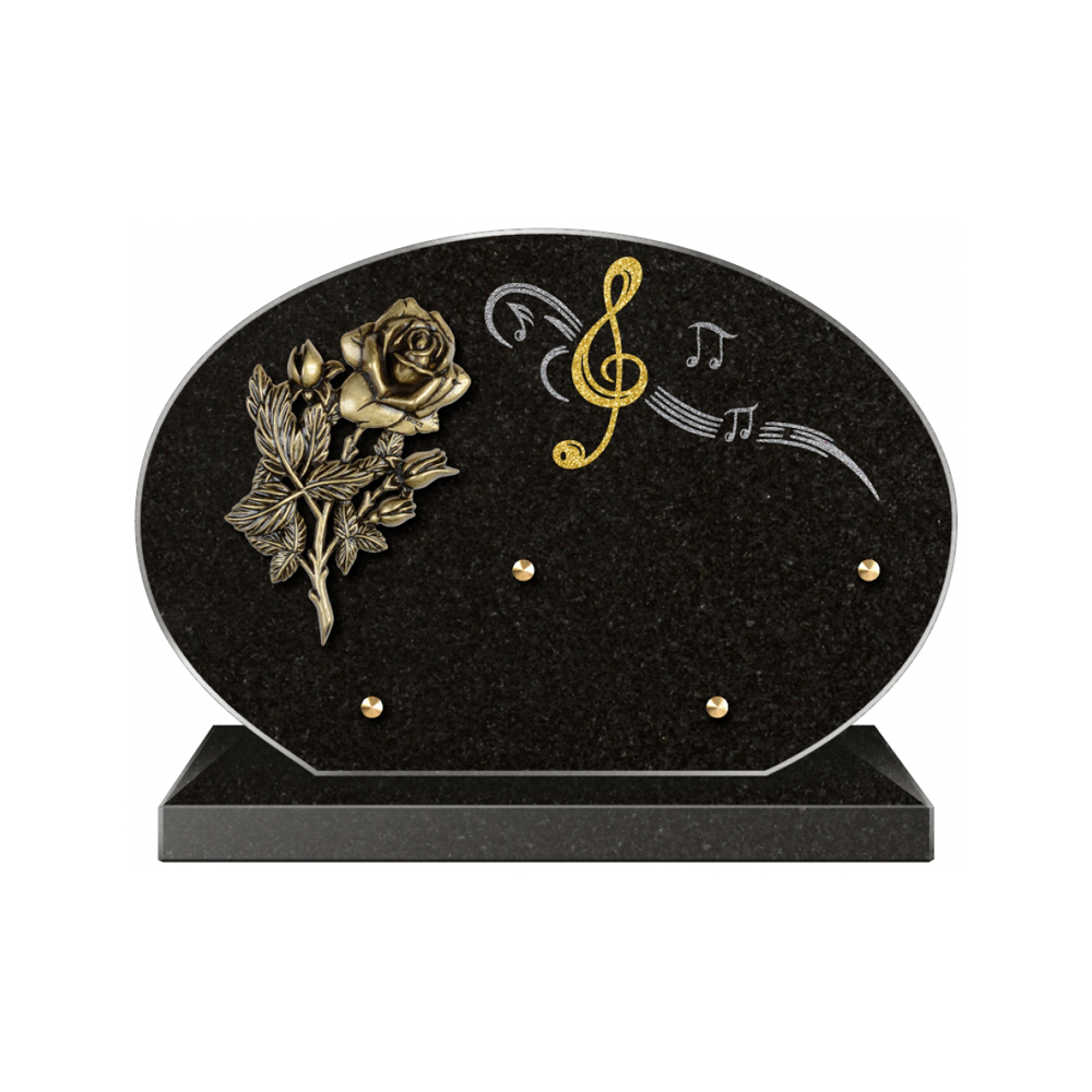 Plaque funéraire Forme 4 Granit Sablée Doré et Argenté 30x20 – Plaques Funéraires Créations® – vue complémentaire
