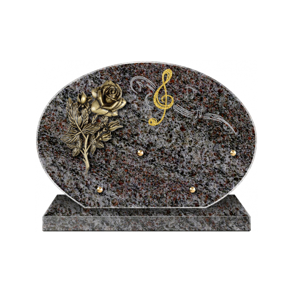 Plaque funéraire Forme 4 Granit Sablée Doré et Argenté 30x20 – Plaques Funéraires Créations® – vue complémentaire