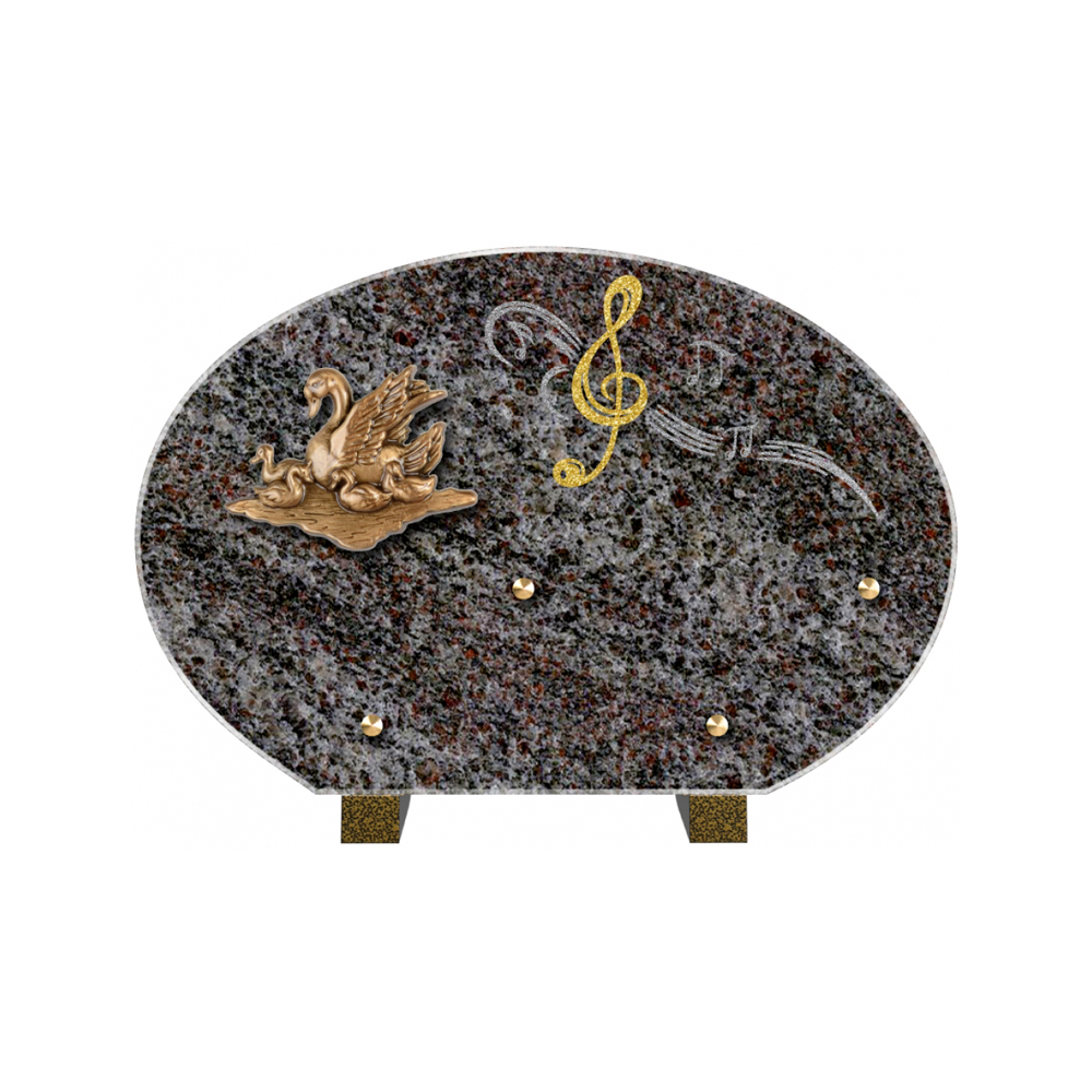 Plaque funéraire Forme 4 Granit Sablée Doré et Argenté 30x20 – Plaques Funéraires Créations® – vue complémentaire