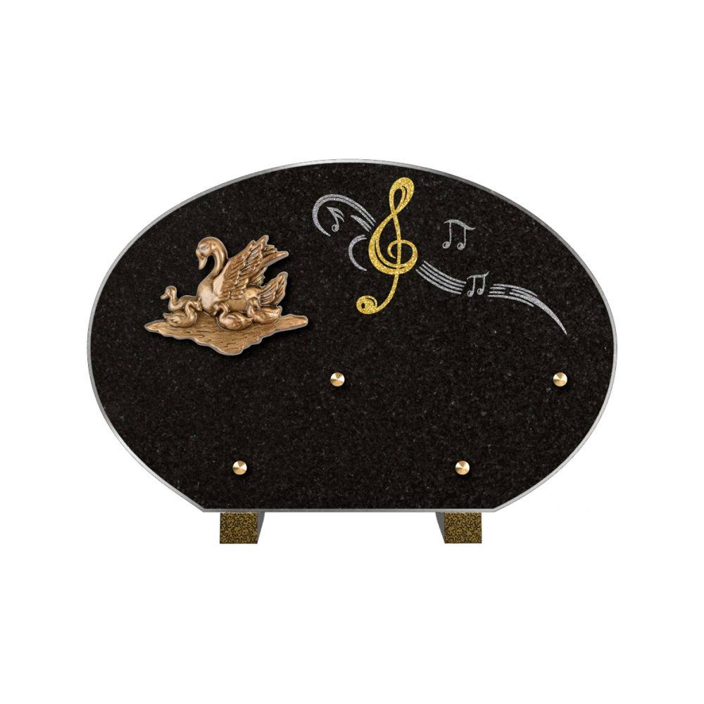 Plaque funéraire Forme 4 Granit Sablée Doré et Argenté 30x20 – Plaques Funéraires Créations® – vue complémentaire