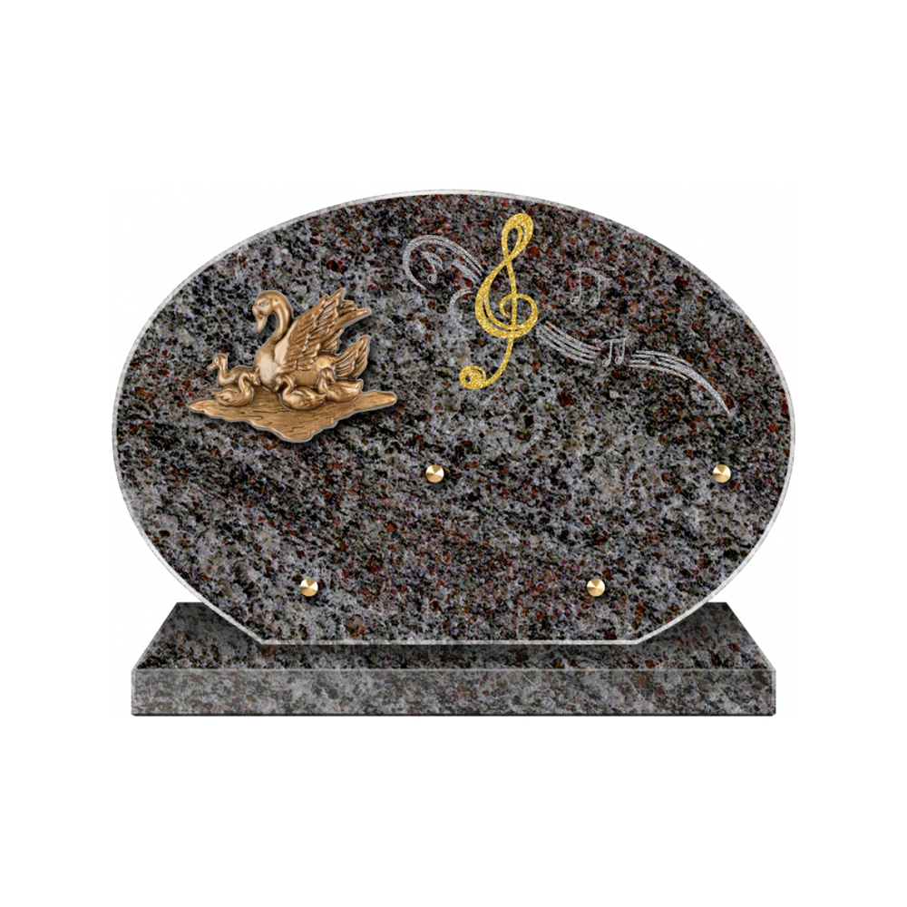 Plaque funéraire Forme 4 Granit Sablée Doré et Argenté 30x20 – Plaques Funéraires Créations®