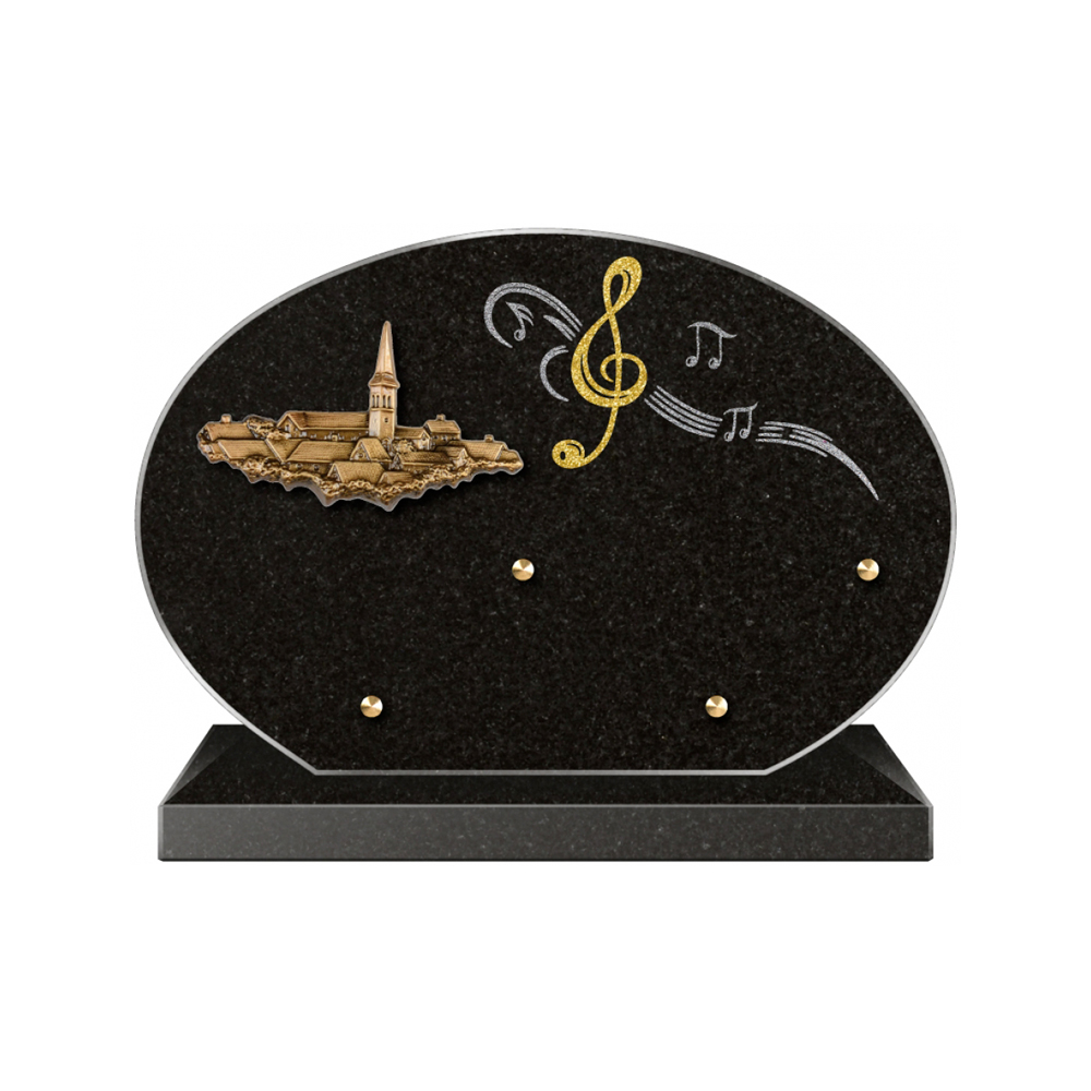 Plaque funéraire Forme 4 Granit Sablée Doré et Argenté 30x20 – Plaques Funéraires Créations® – vue complémentaire
