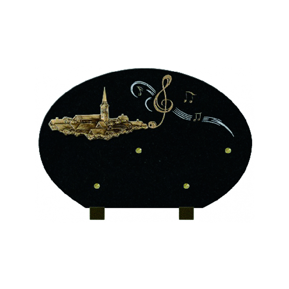 Plaque funéraire Forme 4 Granit Sablée Doré et Argenté 30x20 – Plaques Funéraires Créations® – vue complémentaire
