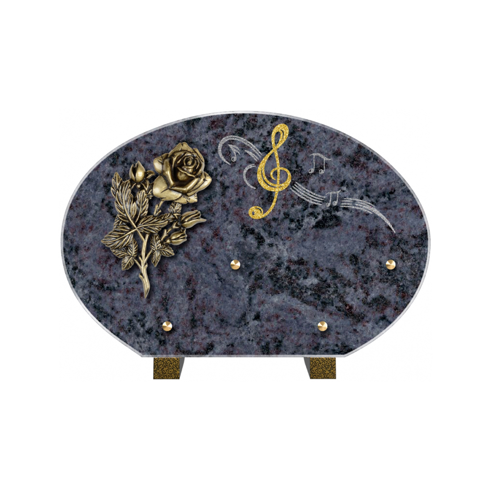 Plaque funéraire Forme 4 Granit Sablée Doré et Argenté 30x20 – Plaques Funéraires Créations® – vue complémentaire