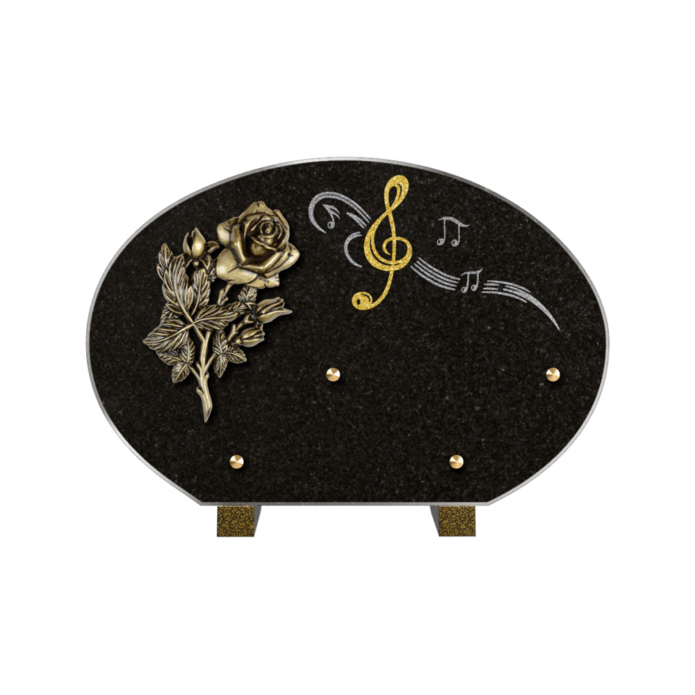 Plaque funéraire Forme 4 Granit Sablée Doré et Argenté 30x20 – Plaques Funéraires Créations® – vue complémentaire
