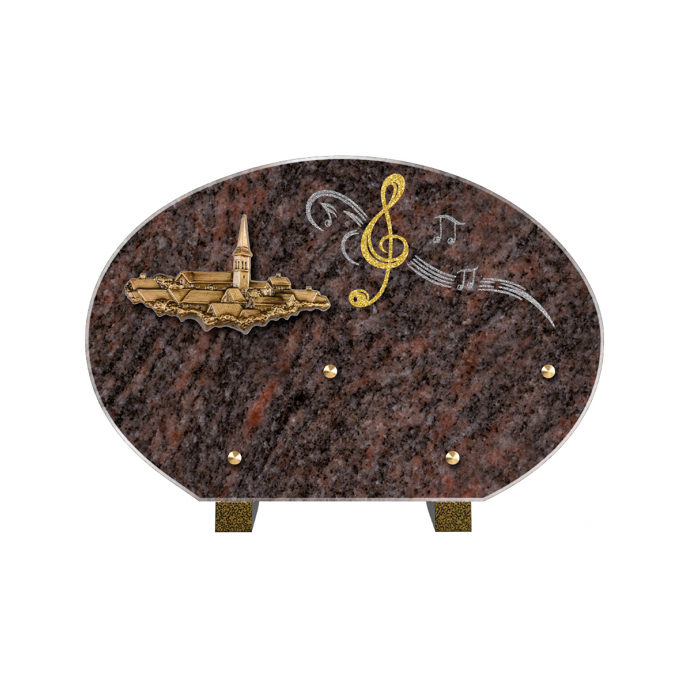 Plaque funéraire Forme 4 Granit Sablée Doré et Argenté 30x20 – Plaques Funéraires Créations® – vue complémentaire