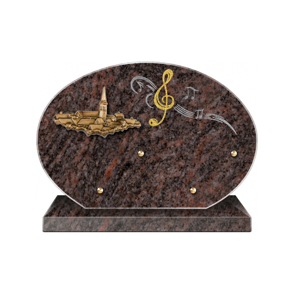 Plaque funéraire Forme 4 Granit Sablée Doré et Argenté 30x20 – Plaques Funéraires Créations® – vue complémentaire
