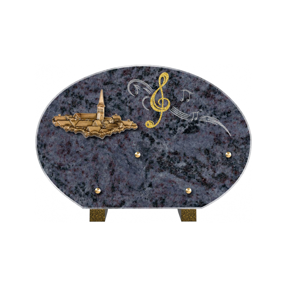Plaque funéraire Forme 4 Granit Sablée Doré et Argenté 30x20 – Plaques Funéraires Créations® – vue complémentaire