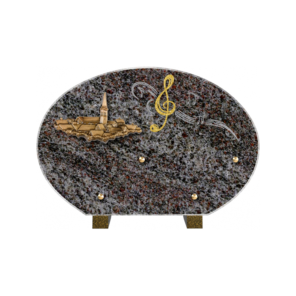 Plaque funéraire Forme 4 Granit Sablée Doré et Argenté 30x20 – Plaques Funéraires Créations® – vue complémentaire