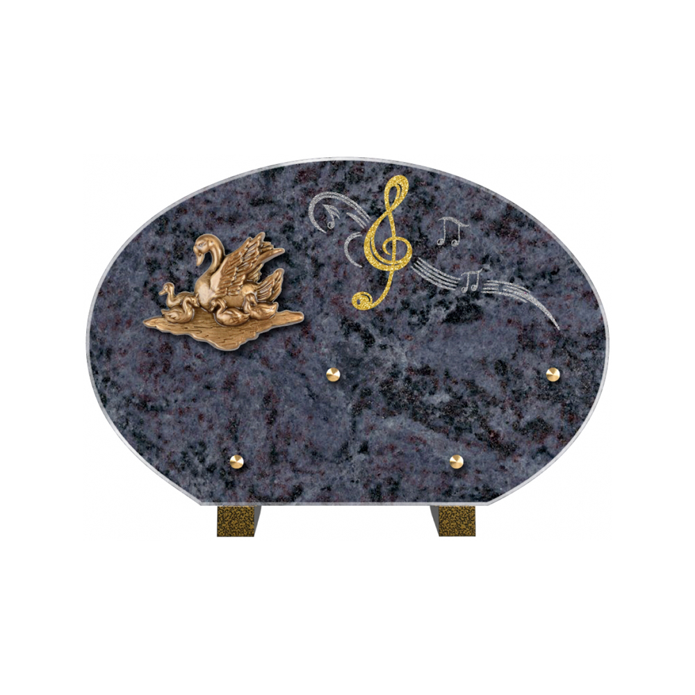 Plaque funéraire Forme 4 Granit Sablée Doré et Argenté 30x20 – Plaques Funéraires Créations® – vue complémentaire