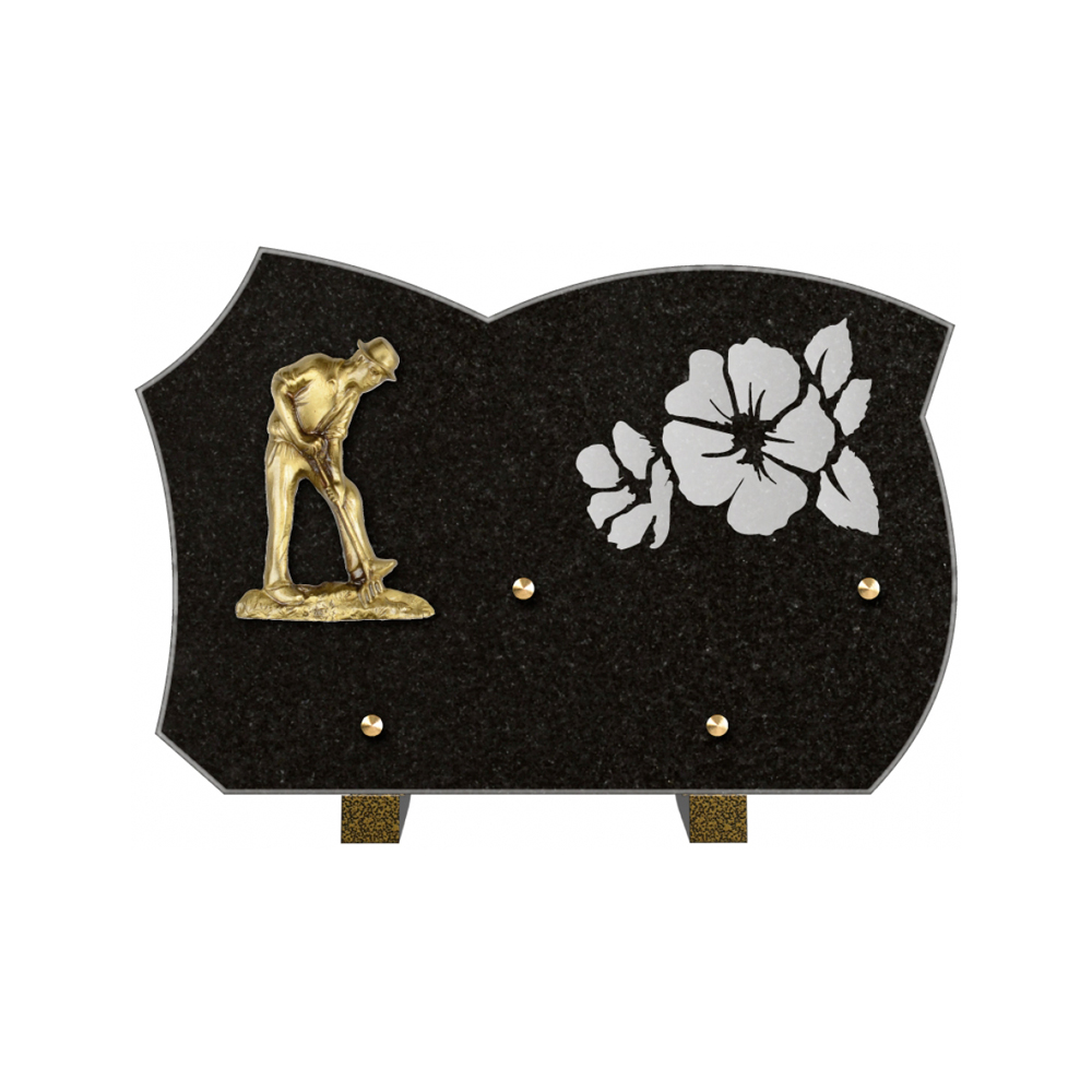 Plaque funéraire Forme Granit 30x20 - Thème Jardin – Plaques Funéraires Créations® – vue complémentaire