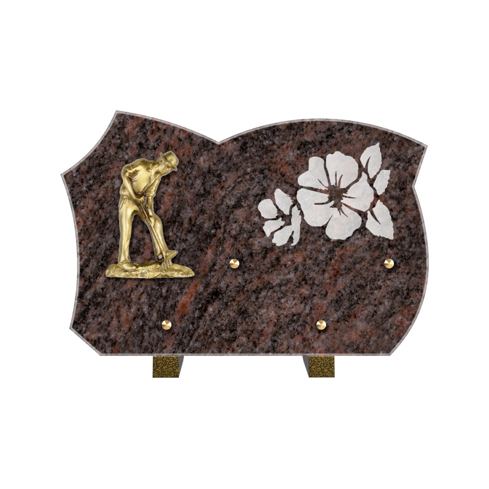 Plaque funéraire Forme Granit 30x20 - Thème Jardin – Plaques Funéraires Créations® – vue complémentaire