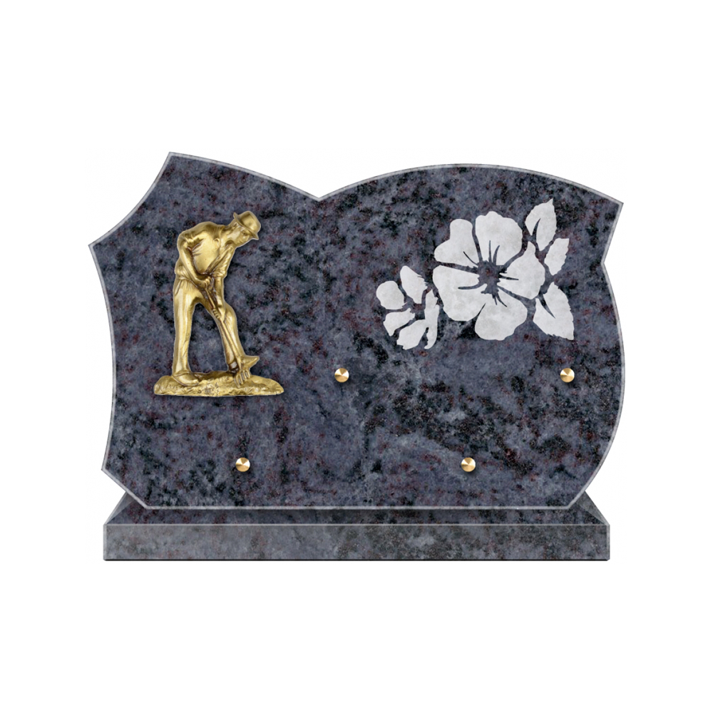 Plaque funéraire Forme Granit 30x20 - Thème Jardin – Plaques Funéraires Créations® – vue complémentaire