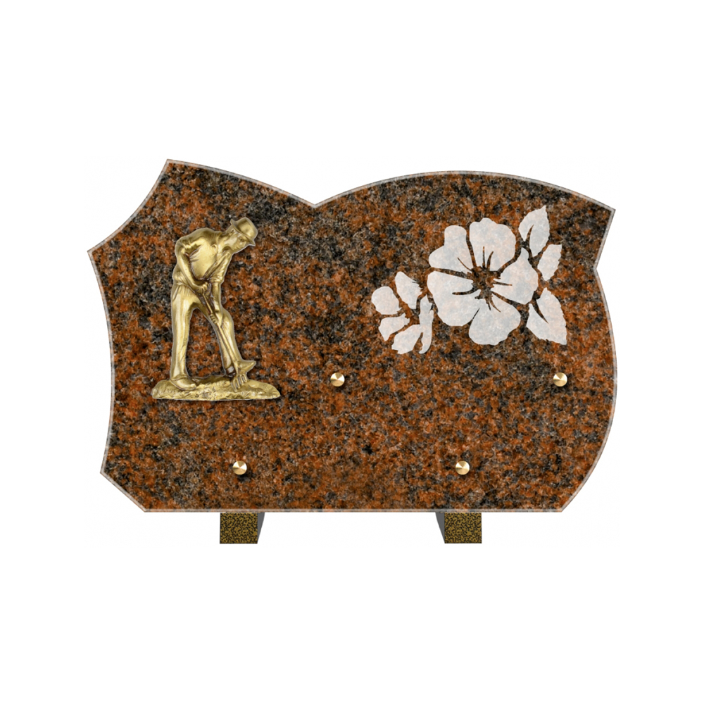 Plaque funéraire Forme Granit 30x20 - Thème Jardin – Plaques Funéraires Créations® – vue complémentaire