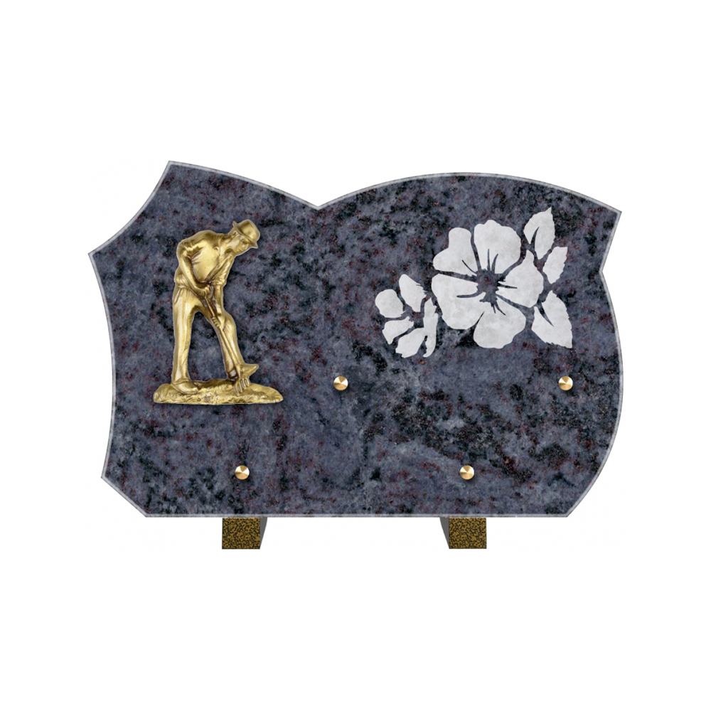 Plaque funéraire Forme Granit 30x20 - Thème Jardin – Plaques Funéraires Créations® – vue complémentaire