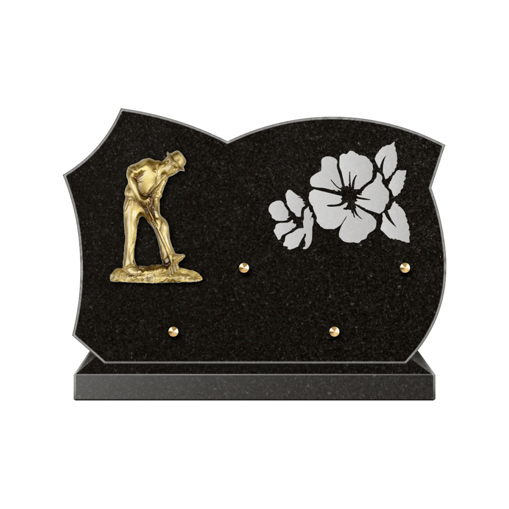 Plaque funéraire Forme Granit 30x20 - Thème Jardin – Plaques Funéraires Créations® – vue complémentaire
