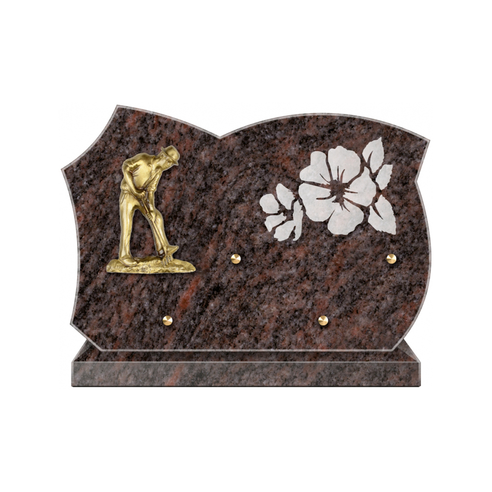 Plaque funéraire Forme Granit 30x20 - Thème Jardin – Plaques Funéraires Créations® – vue complémentaire