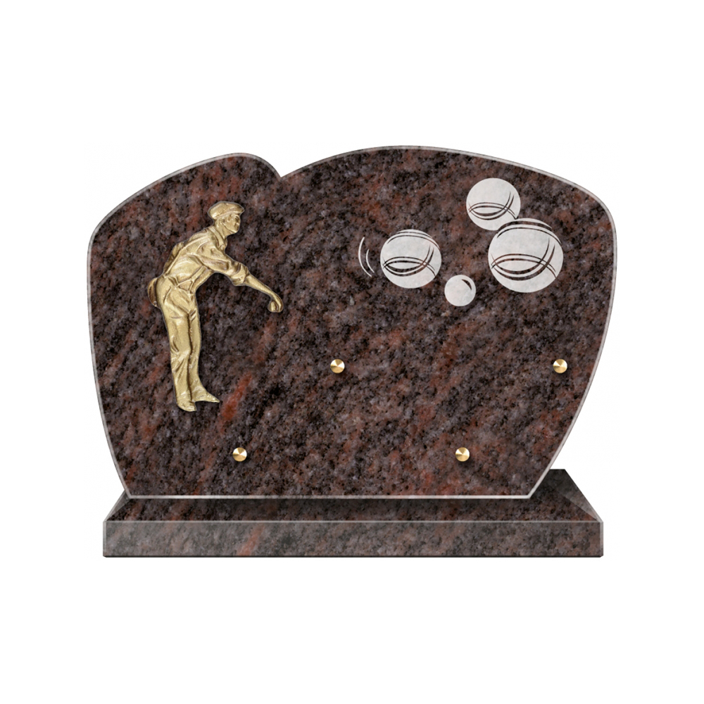 Plaque funéraire Forme Granit 30x20 - Thème Pétanque – Plaques Funéraires Créations® – vue complémentaire