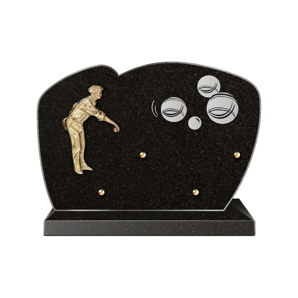 Plaque funéraire Forme Granit 30x20 - Thème Pétanque – Plaques Funéraires Créations® – vue complémentaire