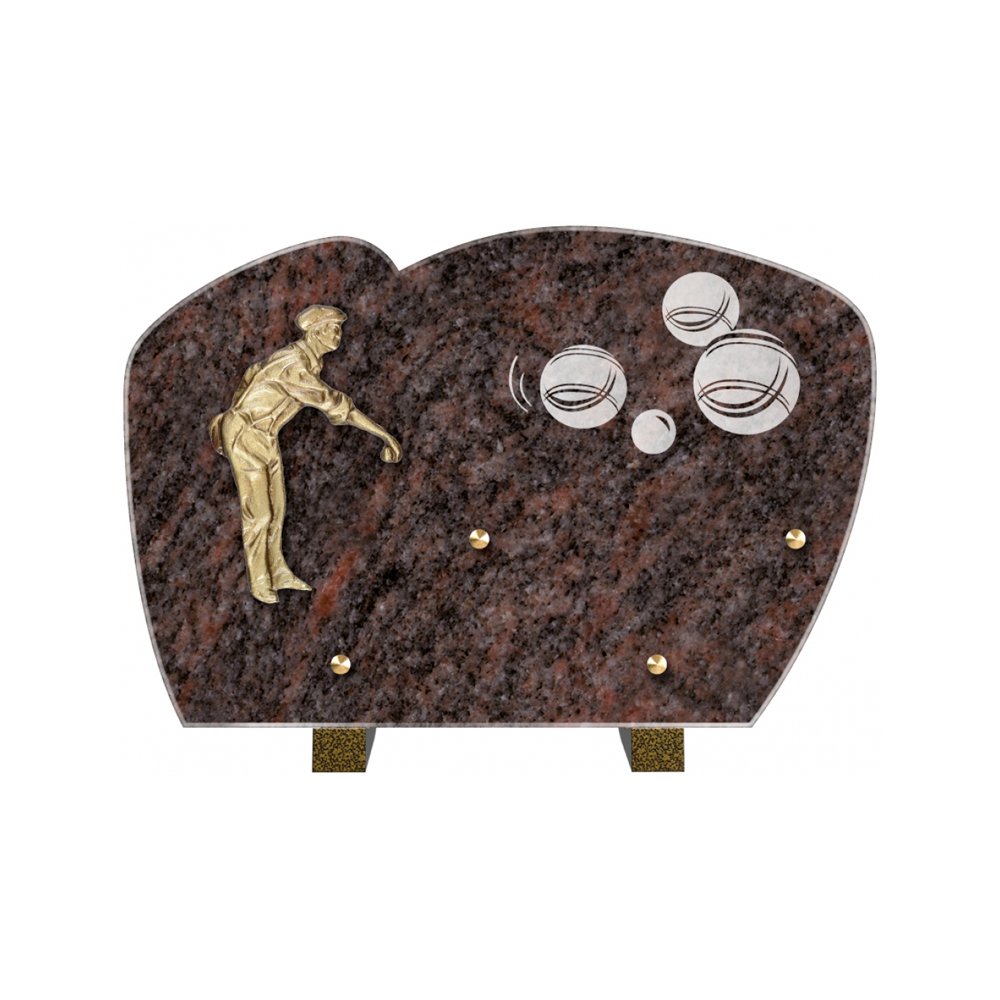 Plaque funéraire Forme Granit 30x20 - Thème Pétanque – Plaques Funéraires Créations® – vue complémentaire