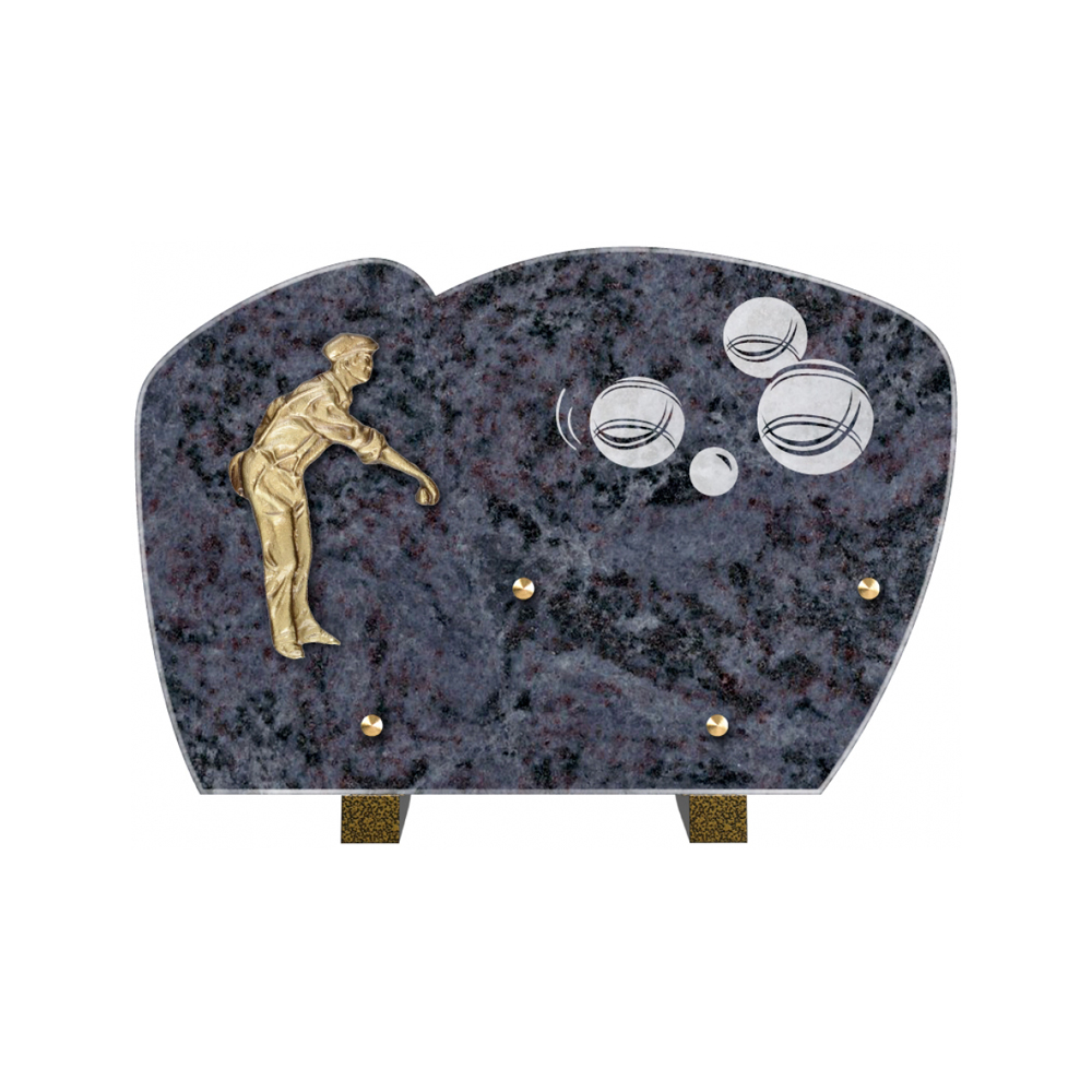 Plaque funéraire Forme Granit 30x20 - Thème Pétanque – Plaques Funéraires Créations® – vue complémentaire