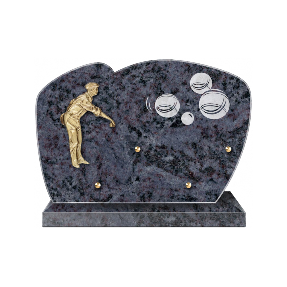 Plaque funéraire Forme Granit 30x20 - Thème Pétanque – Plaques Funéraires Créations® – vue complémentaire