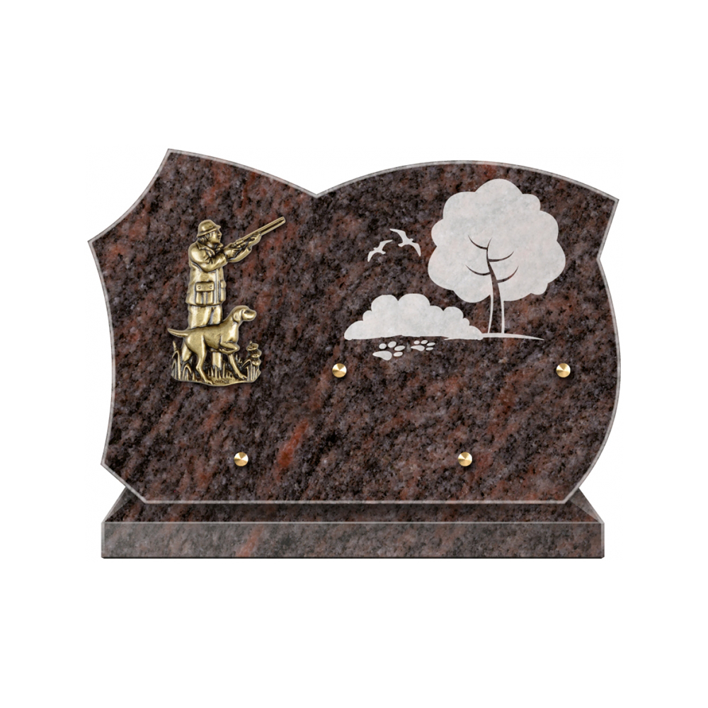 Plaque funéraire Forme Granit 30x20 - Thème Chasse – Plaques Funéraires Créations® – vue complémentaire