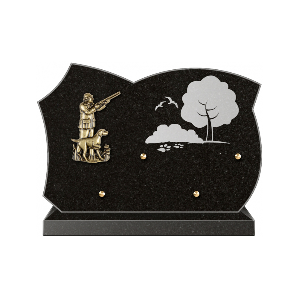 Plaque funéraire Forme Granit 30x20 - Thème Chasse – Plaques Funéraires Créations® – vue complémentaire