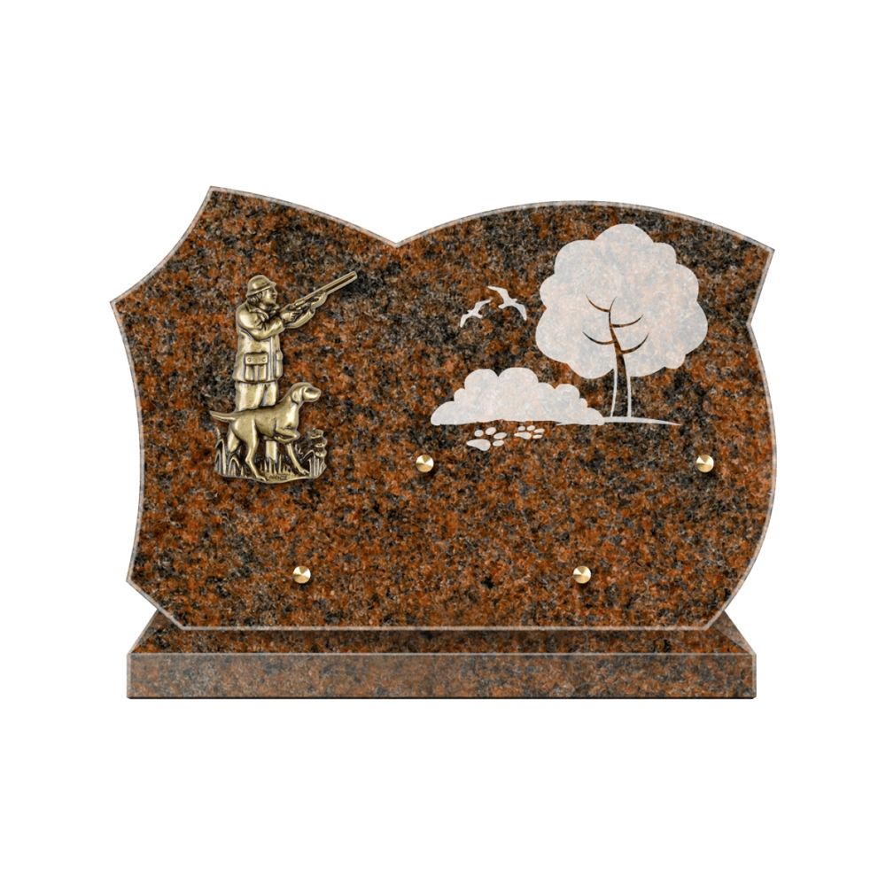 Plaque funéraire Forme Granit 30x20 - Thème Chasse – Plaques Funéraires Créations®