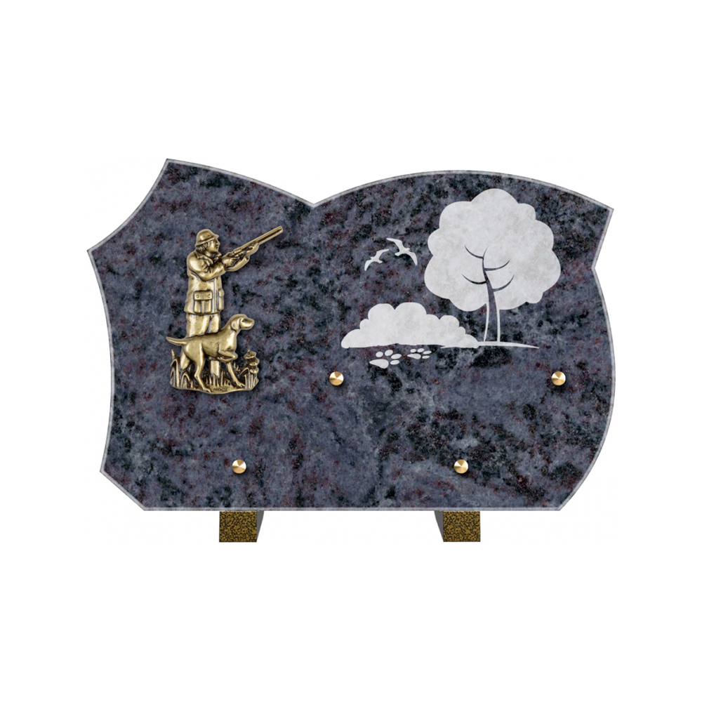 Plaque funéraire Forme Granit 30x20 - Thème Chasse – Plaques Funéraires Créations® – vue complémentaire