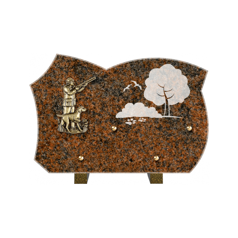 Plaque funéraire Forme Granit 30x20 - Thème Chasse – Plaques Funéraires Créations® – vue complémentaire