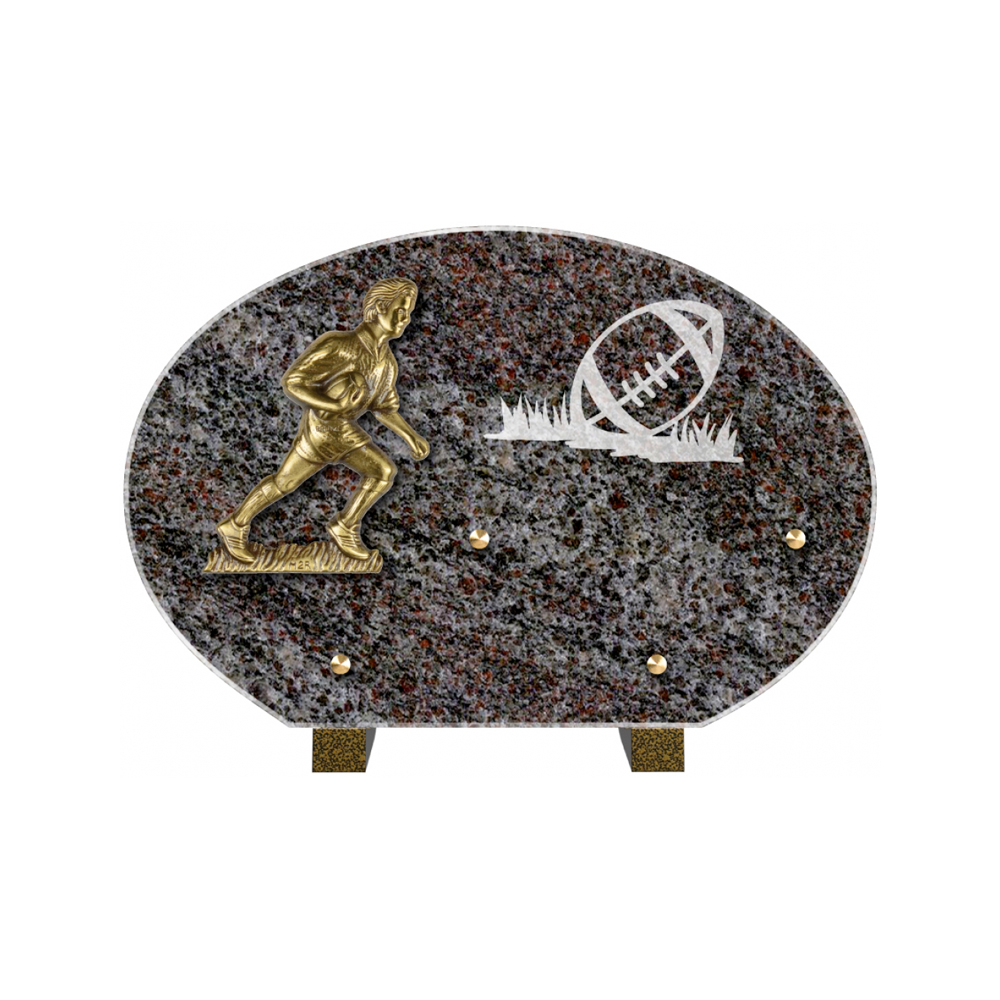 Plaque funéraire Forme Granit 30x20 - Thème Rugby – Plaques Funéraires Créations® – vue complémentaire