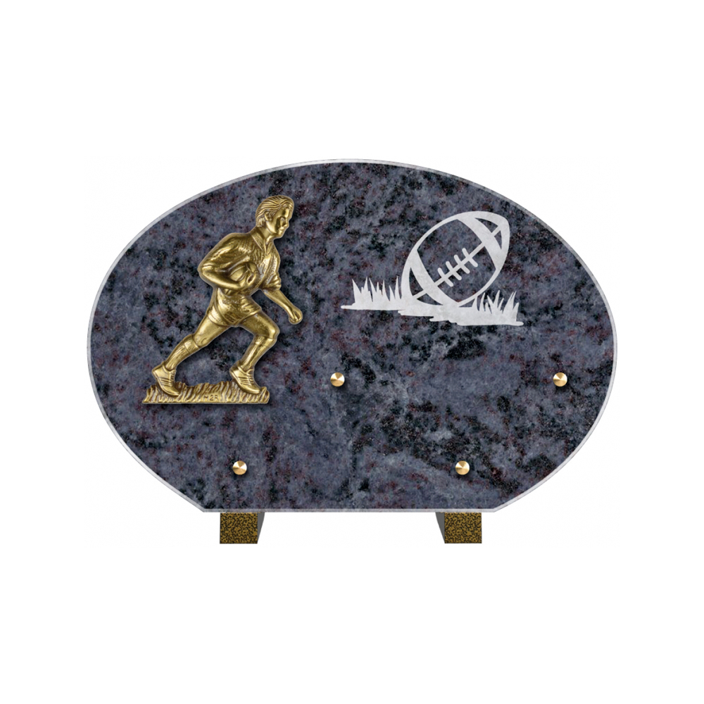 Plaque funéraire Forme Granit 30x20 - Thème Rugby – Plaques Funéraires Créations® – vue complémentaire