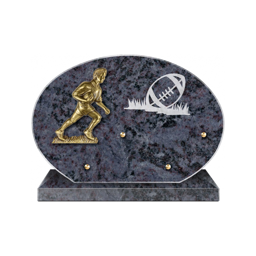 Plaque funéraire Forme Granit 30x20 - Thème Rugby – Plaques Funéraires Créations® – vue complémentaire