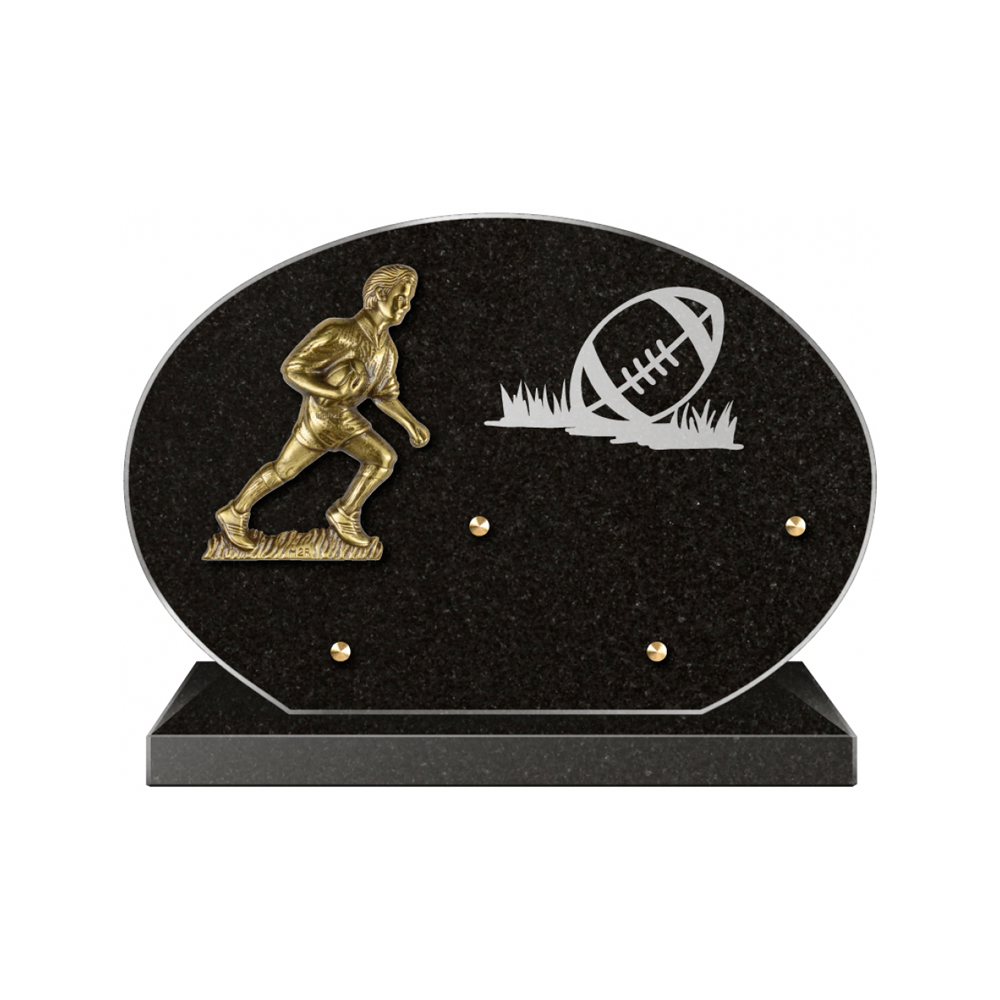 Plaque funéraire Forme Granit 30x20 - Thème Rugby – Plaques Funéraires Créations® – vue complémentaire