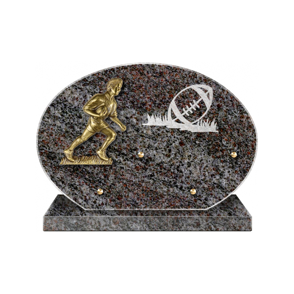 Plaque funéraire Forme Granit 30x20 - Thème Rugby – Plaques Funéraires Créations®