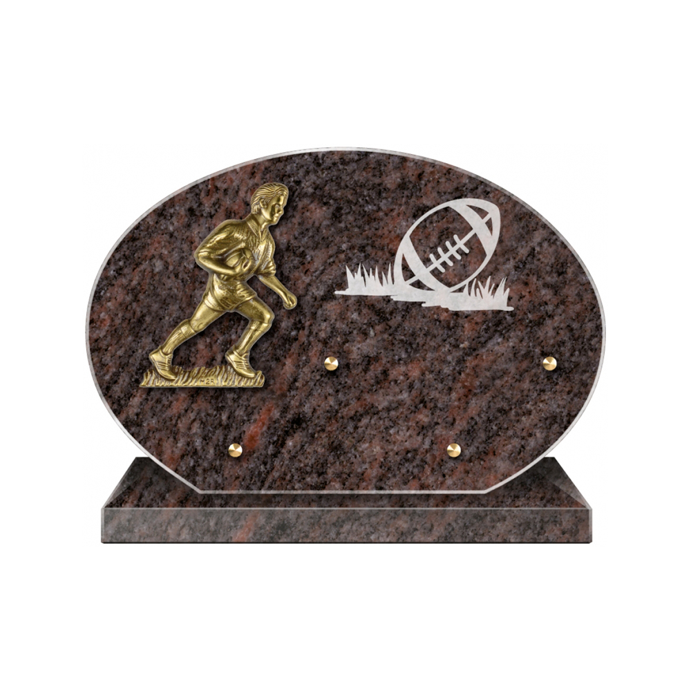 Plaque funéraire Forme Granit 30x20 - Thème Rugby – Plaques Funéraires Créations® – vue complémentaire