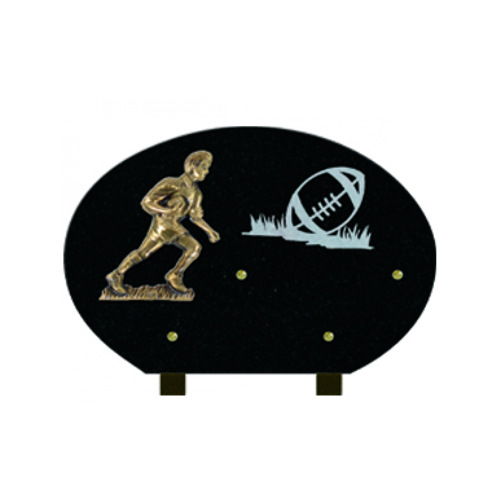 Plaque funéraire Forme Granit 30x20 - Thème Rugby – Plaques Funéraires Créations® – vue complémentaire
