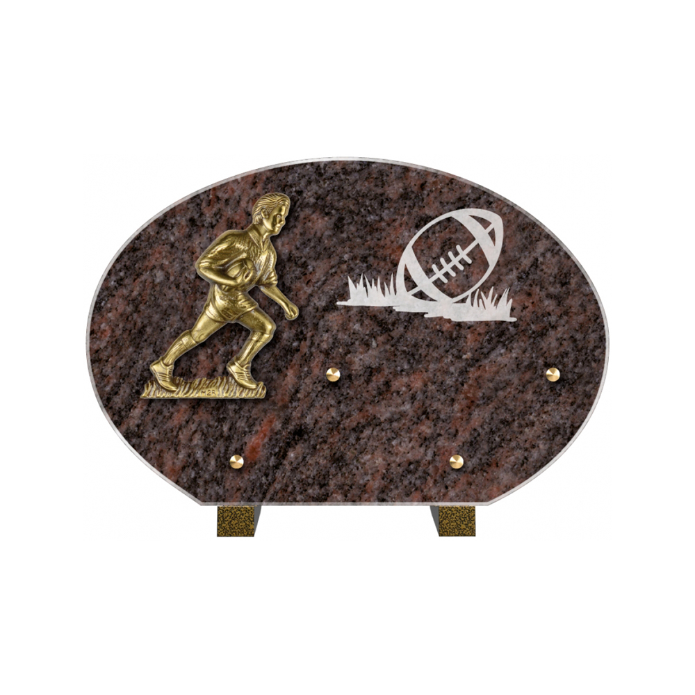 Plaque funéraire Forme Granit 30x20 - Thème Rugby – Plaques Funéraires Créations® – vue complémentaire